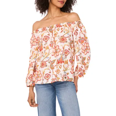 Vince Camuto Off The Shoulder Long Sleeve Top In Poppy
