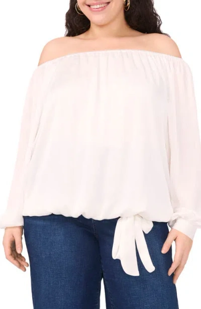 Vince Camuto Off The Shoulder Long Sleeve Top In White