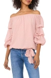 Vince Camuto Off The Shoulder Marie Sleeve Shirt In Pink