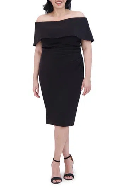 Vince Camuto Off The Shoulder Midi Cocktail Dress