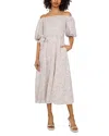 Vince Camuto Abstract Print Off The Shoulder Dress In New Ivory