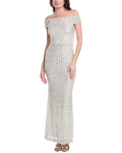 Vince Camuto Off-the-shoulder Sequin Gown In Metallic