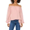 Vince Camuto Off The Shoulder Tie Hem Clip Square Top In Heavenly Pnk