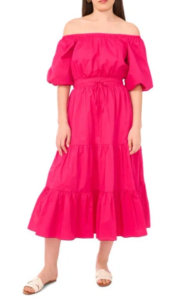 Vince Camuto Off The Shoulder Tiered Maxi Dress In Pink