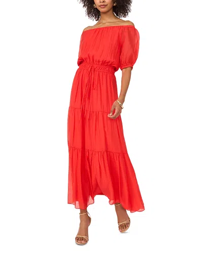 Vince Camuto Off The Shoulder Tiered Maxi Dress In Cayenne