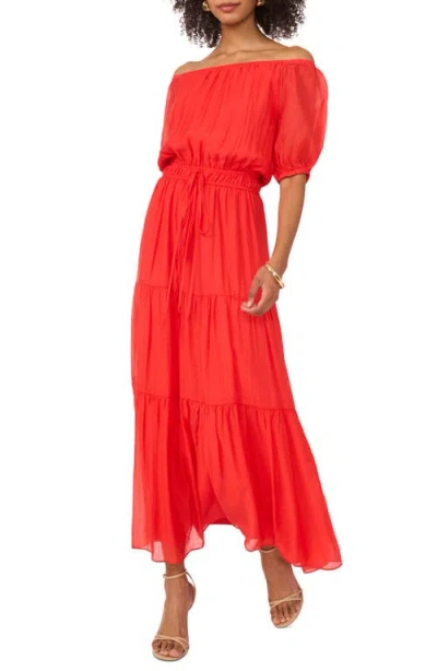 VINCE CAMUTO VINCE CAMUTO OFF THE SHOULDER TIERED MAXI DRESS
