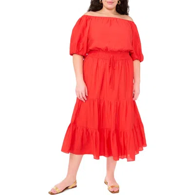 Vince Camuto Off The Shoulder Tiered Maxi Dress In Cayenne