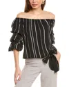 Vince Camuto Stripe Balloon Sleeve Off The Shoulder Blouse In Black