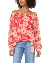 Vince Camuto Floral Off The Shoulder Tie Hem Top In Cayenne