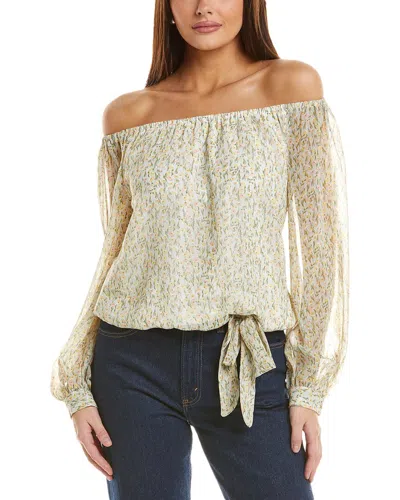 Vince Camuto Off-the-shoulder Balloon Sleeve Lurex Top In Neutral