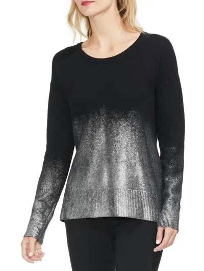 Vince Camuto Ombre Foil Pullover Sweater In Black