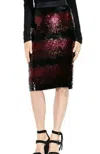 Vince Camuto Ombre Stripe Sequin Lined Pencil Skirt In Black In Black