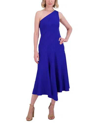 Vince Camuto One Shoulder Solid Maxi Dress In Blue