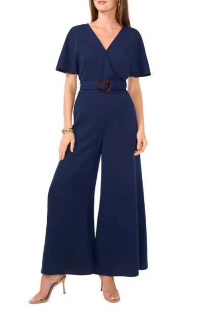Vince Camuto Open Back Wide Leg Belted Jumpsuit In Classic Navy