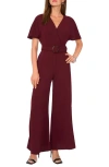 Vince Camuto Open Back Wide Leg Belted Jumpsuit In Crisp Merlot