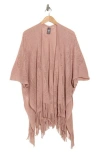 Vince Camuto Open Knit Fringe Trim Ruana In Blush