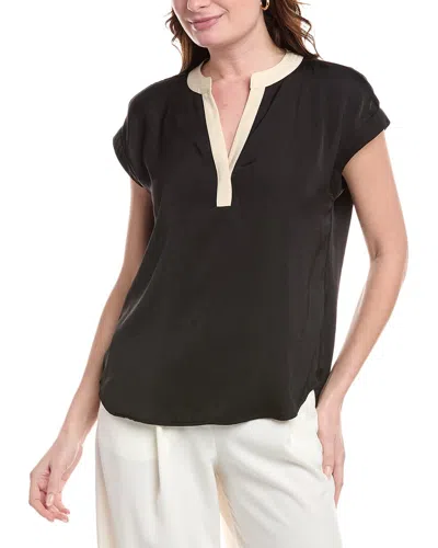 Vince Camuto Open Placket Top In Black