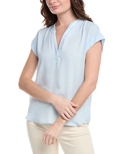 Vince Camuto Open Placket Top In Blue