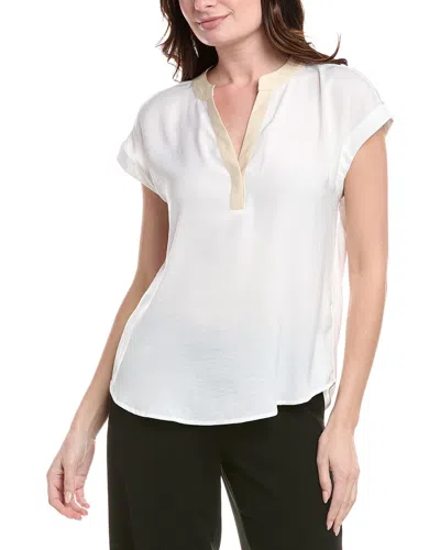 Vince Camuto Open Placket Top In White