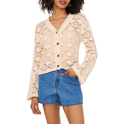 VINCE CAMUTO VINCE CAMUTO OPEN STITCH COTTON CARDIGAN