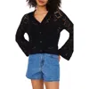 Vince Camuto Pointelle V Neck Long Sleeve Cardigan