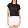 Vince Camuto Open Stitch Short Sleeve Cotton Sweater