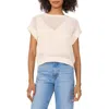 Vince Camuto Open Stitch Short Sleeve Cotton Sweater In Milk