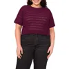 Vince Camuto Open Stitch Short Sleeve Crewneck Sweater In Purple