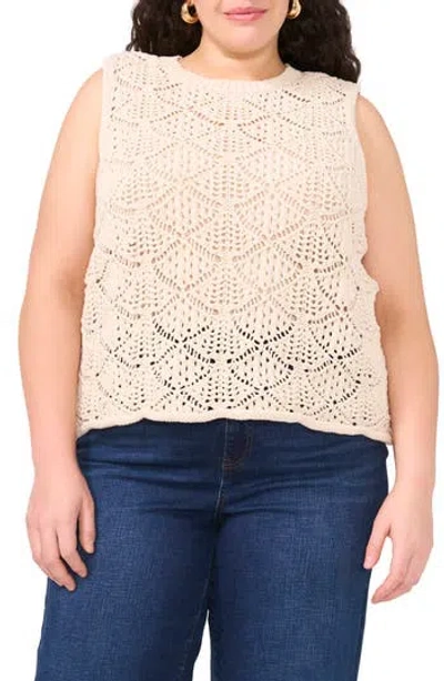 Vince Camuto Open Stitch Sleeveless Sweater In Brown