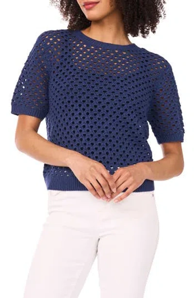 Vince Camuto Open Stitch Sweater In Blue