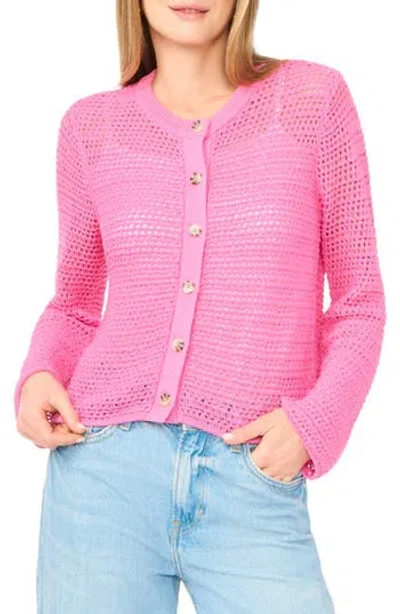 Vince Camuto Open Weave Cardigan In Pink