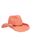 Vince Camuto Open Weave Cowgirl Hat In Coral