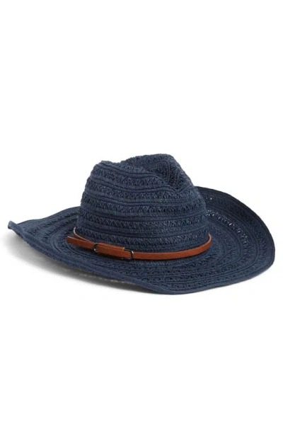 Vince Camuto Open Weave Cowgirl Hat In Blue