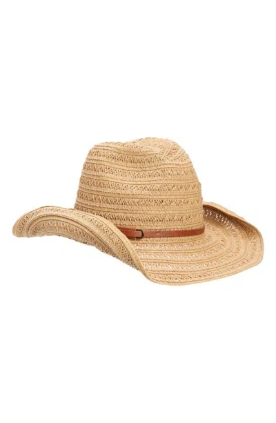 Vince Camuto Open Weave Cowgirl Hat In Tan