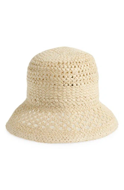 Vince Camuto Open Weave Straw Bucket Hat In Neutral