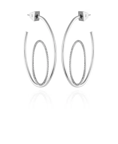 Vince Camuto Orbital Double Hoop Earrings In Silver