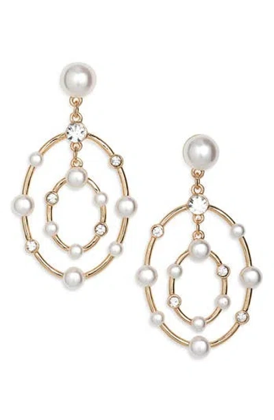 Vince Camuto Orbital Faux Pearl & Crystal Drop Earrings