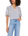 Vince Camuto Organdy Puff Sleeve Top In Blue