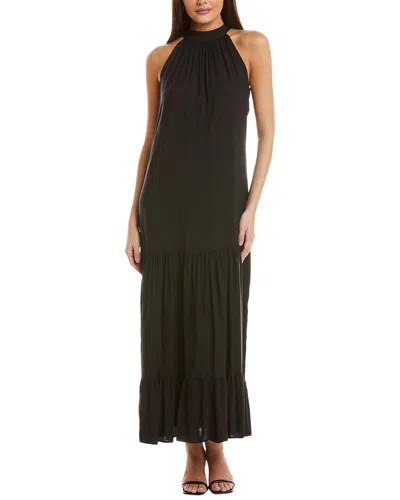 Vince Camuto Oscar Neck Tiered Maxi Dress In Black