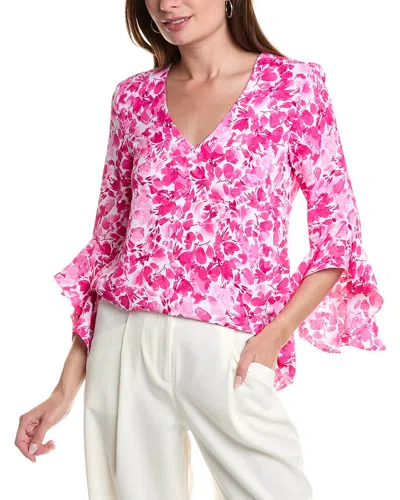 Vince Camuto Overlapping Front Blouse In Pink