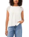 Vince Camuto Mesh Overlay Georgette Top In New Ivory