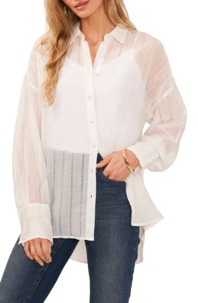 Vince Camuto Oversize Long Sleeve Gauze Button-up Shirt In Ultra Whit