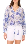 Vince Camuto Oversized Tie Front Top In Sapphire Sky