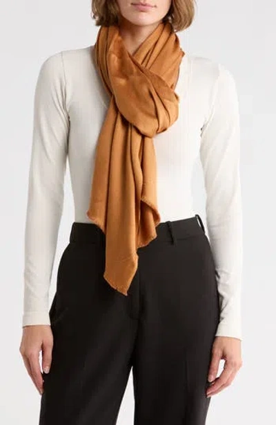Vince Camuto Oversized Satin Pashmina Wrap In Brown