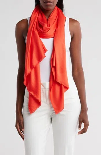 Vince Camuto Oversized Satin Pashmina Wrap In Fiesta Orange