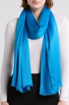 Vince Camuto Oversized Satin Pashmina Wrap In Tropical Blue
