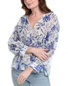 Vince Camuto Oversized Tie Front Top In Blue