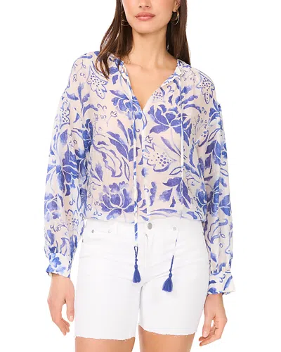 Vince Camuto Oversized Tie Front Top In Sapphire Sky