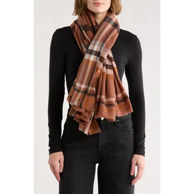 Vince Camuto Oversized Twill Plaid Scarf In Brown