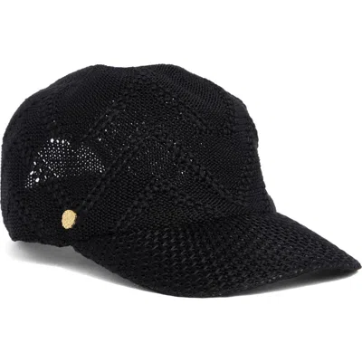 Vince Camuto Packable Pointelle Knit Baseball Cap In Black